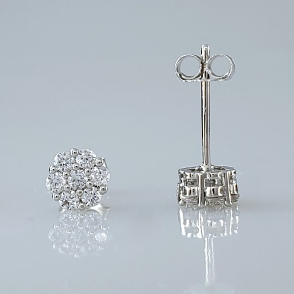 Solid 925 Sterling Silver Womens 2ct Diamond Stud Earrings Authentic New Jewelry - Picture 7 of 8